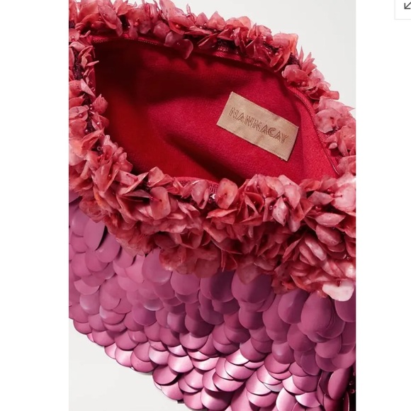 NEW Nanncay Mazzy Embellished Tulle Clutch Pink - Picture 4 of 12
